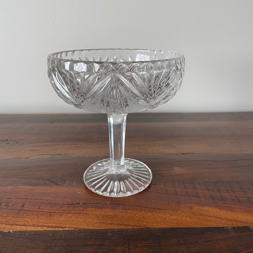 Vintage Dessert Dish, Glass Pedestal Candy Dish or Dessert Dish 5.5" H x 5" W